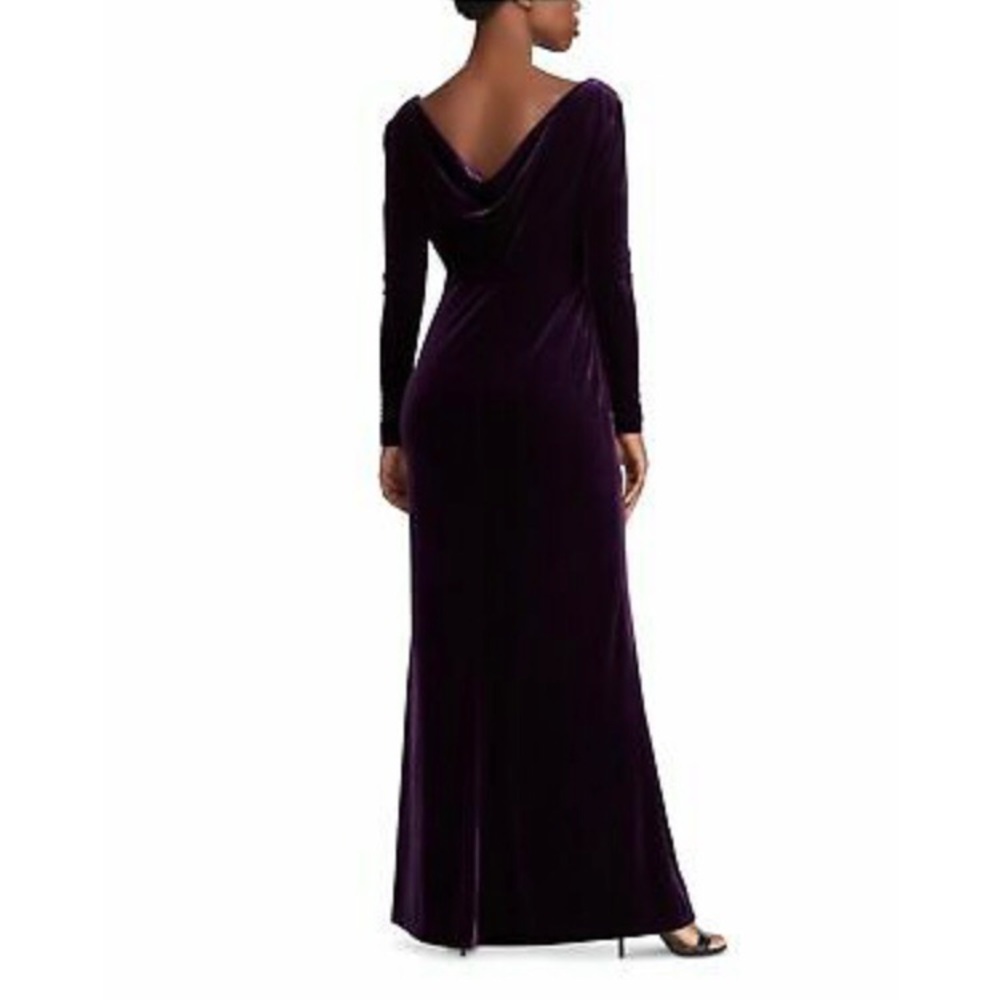 NWT Lauren Ralph Lauren Velvet Gown Puple - Picture 3 of 9